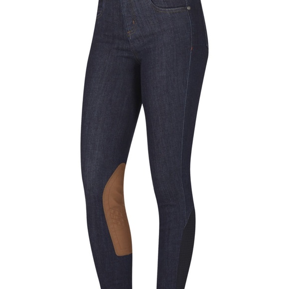 Kerrits Activewear Kids Stretch Denim Knee Patch Riding Breech Size LDENIM / L - Picture 3 of 7